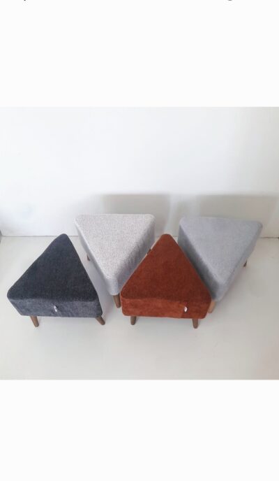 Sahra Peri Bench Puf Üçgen Puf Tabure Bohem Puf Prizma Teddy Kumaş 3gen puf 4 lü Set Takımı